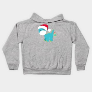 Christmas Dinosaur, Santa Hat, Dino, Brontosaurus Kids Hoodie